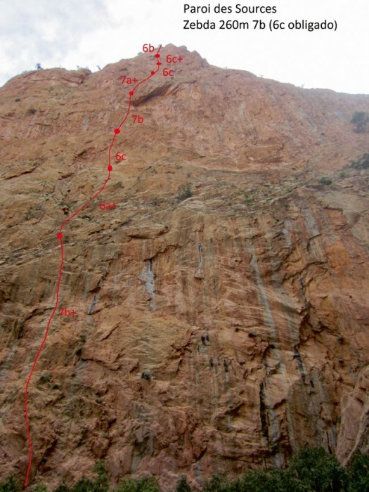 Taghia paroi des Sources - via Zebda